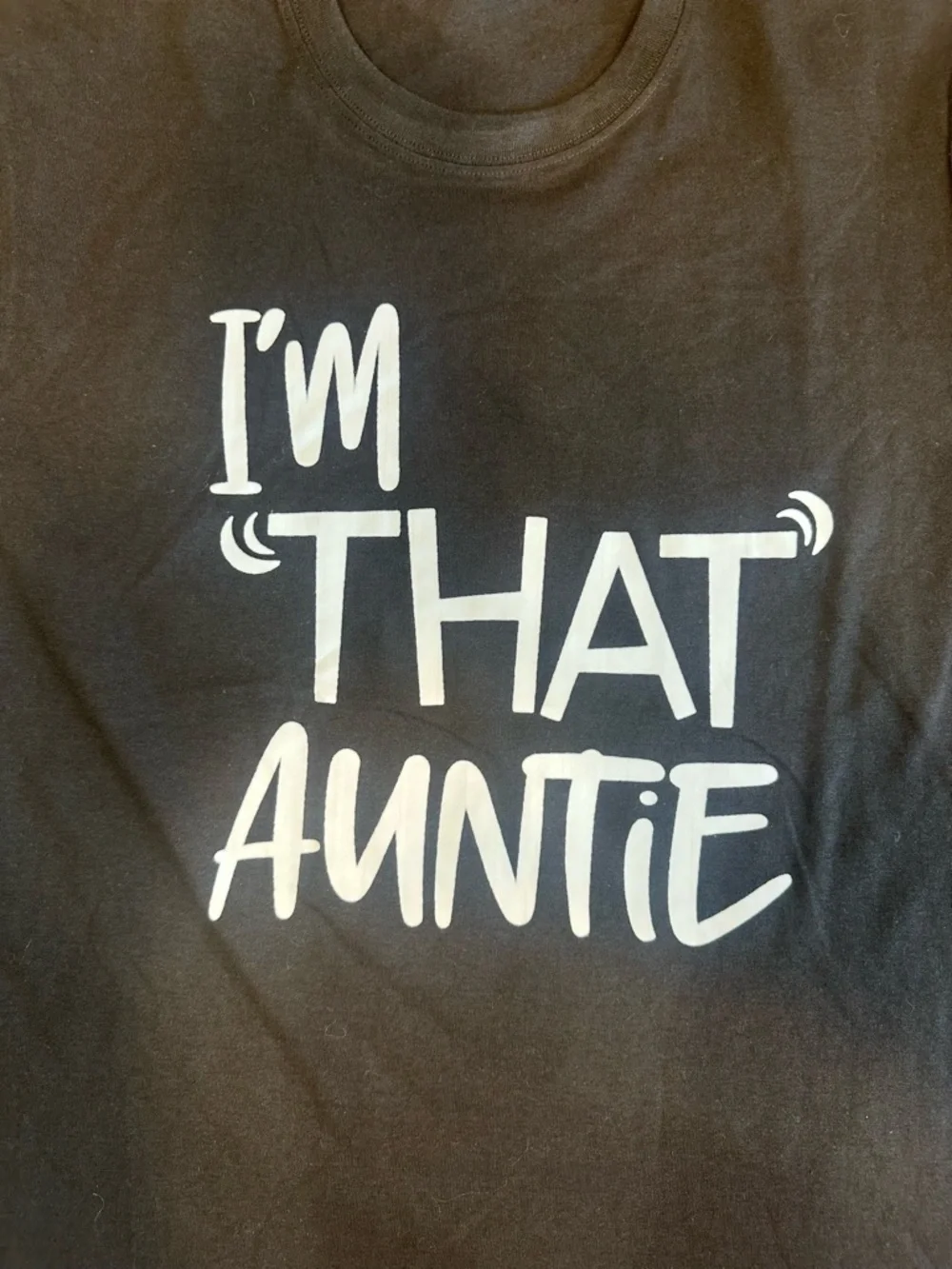 Women’s T-shirt “I’m That Auntie” Crewneck Short Sleeve Graphic Tee - Black XL - Picture 3 of 3